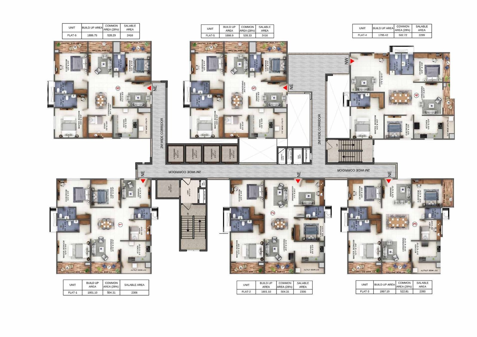 Tower A and D typical floor plan, Candeur Lakescape
