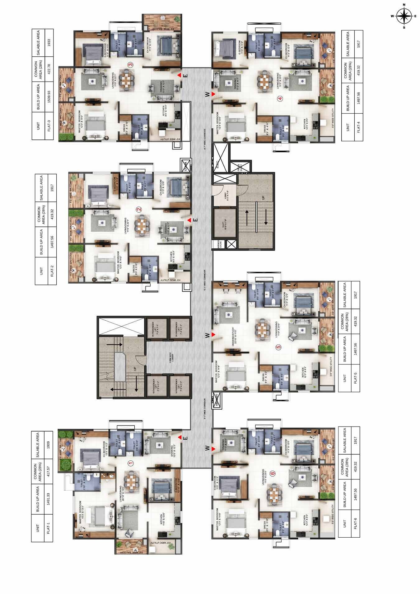 Tower B and C typical floor plan, Candeur Lakescape