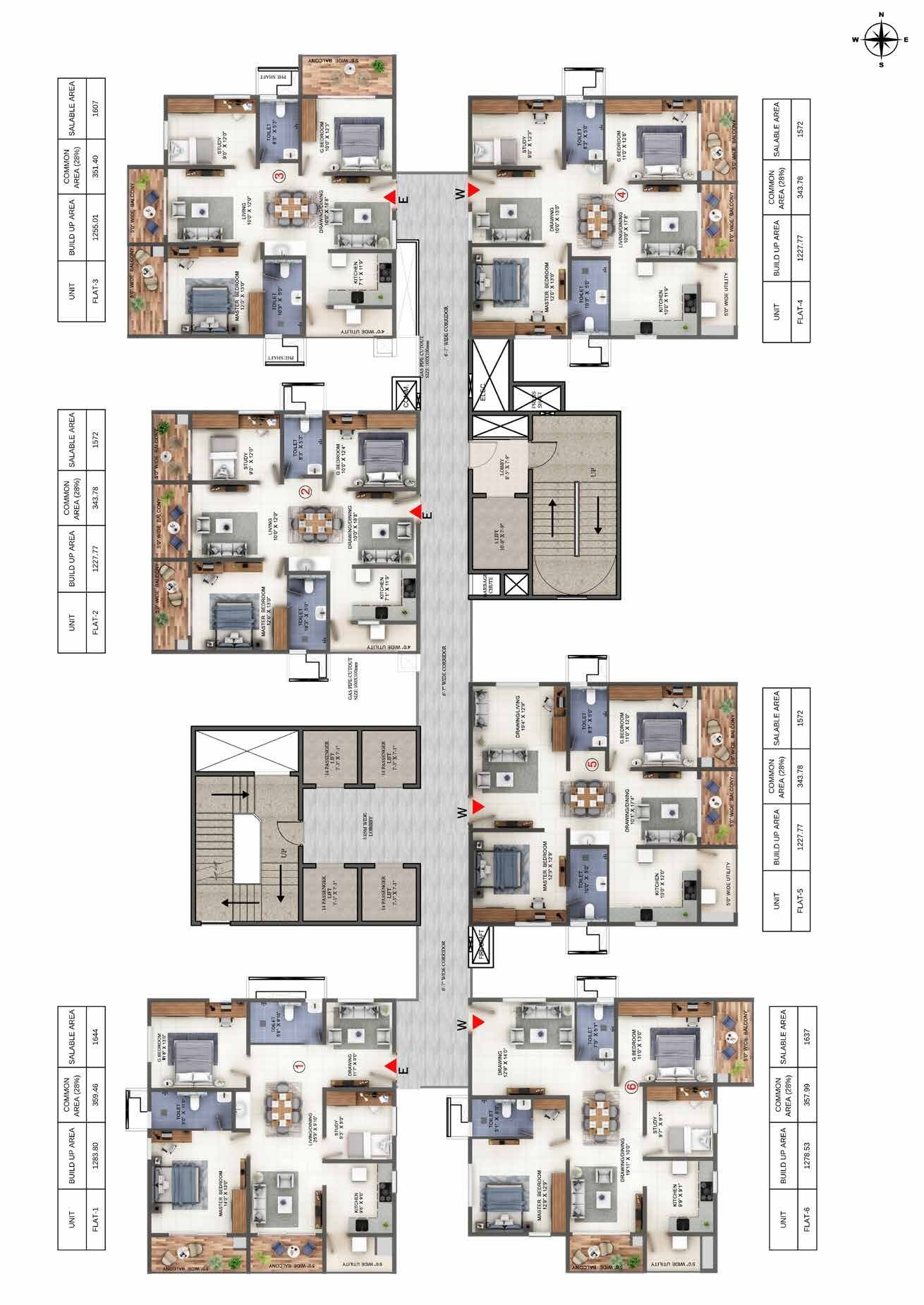 Tower G typical floor plan, Candeur Lakescape